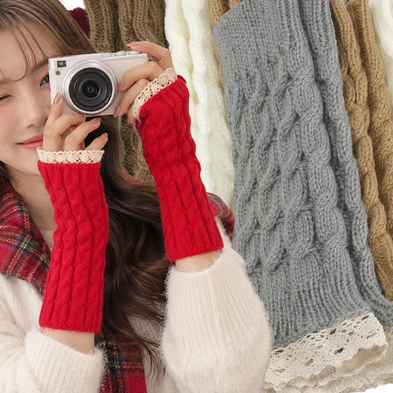 Fingerless Glove Knit - Sarung Tangan Wanita Y2K Tanpa Jari